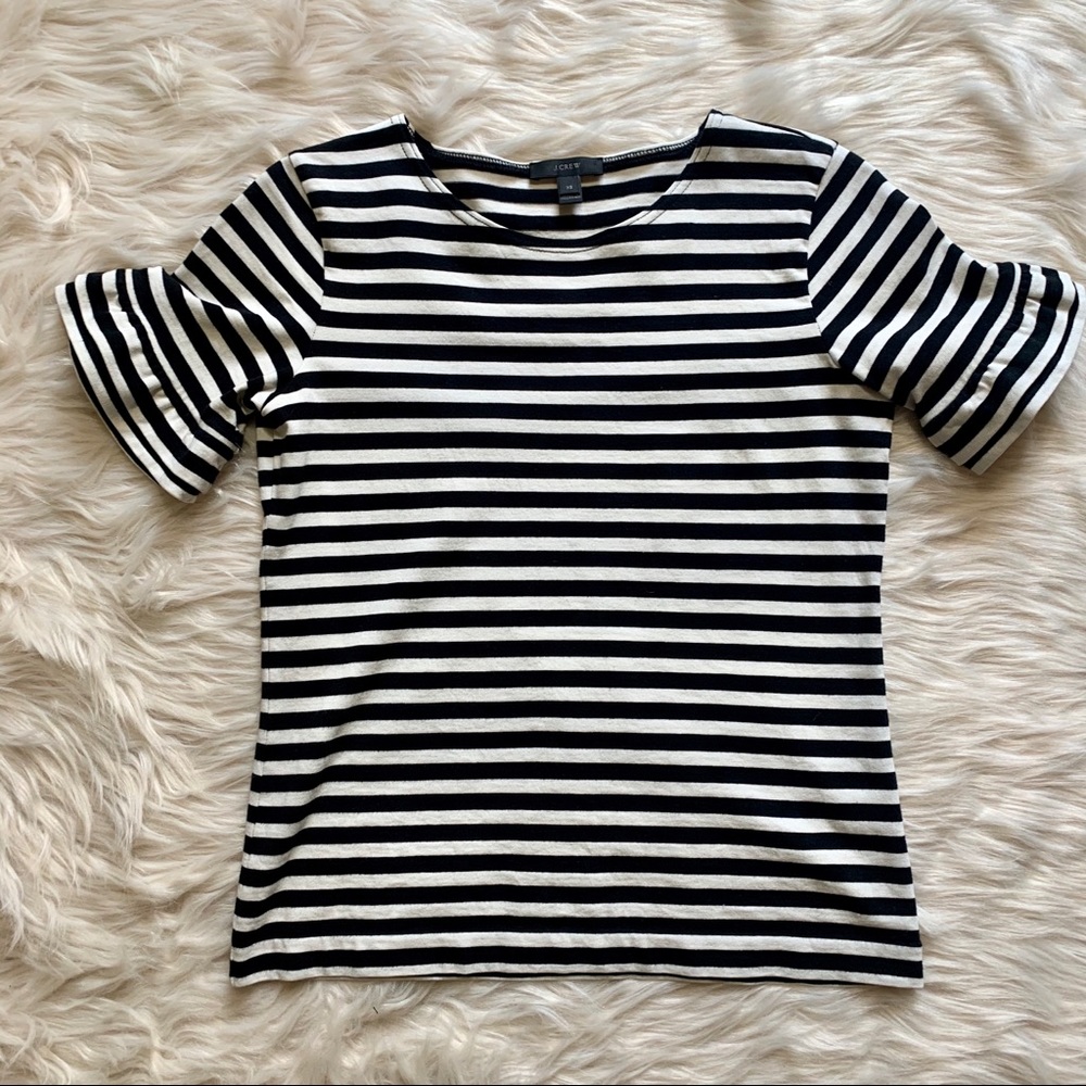 J. Crew Striped Flounced Drop-shoulder Top